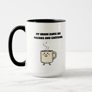 Caneca Macros Cafeína Poder Cerebral Humor Tech Design