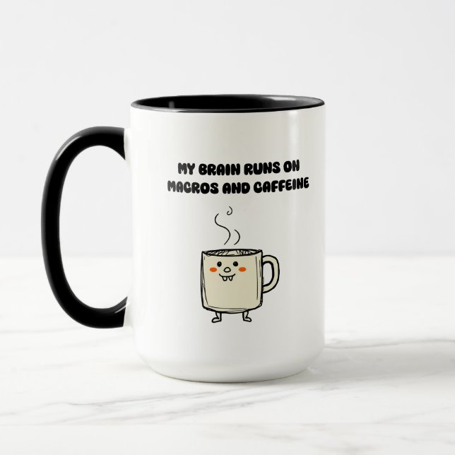 Caneca Macros Cafeína Poder Cerebral Humor Tech Design (Esquerda)