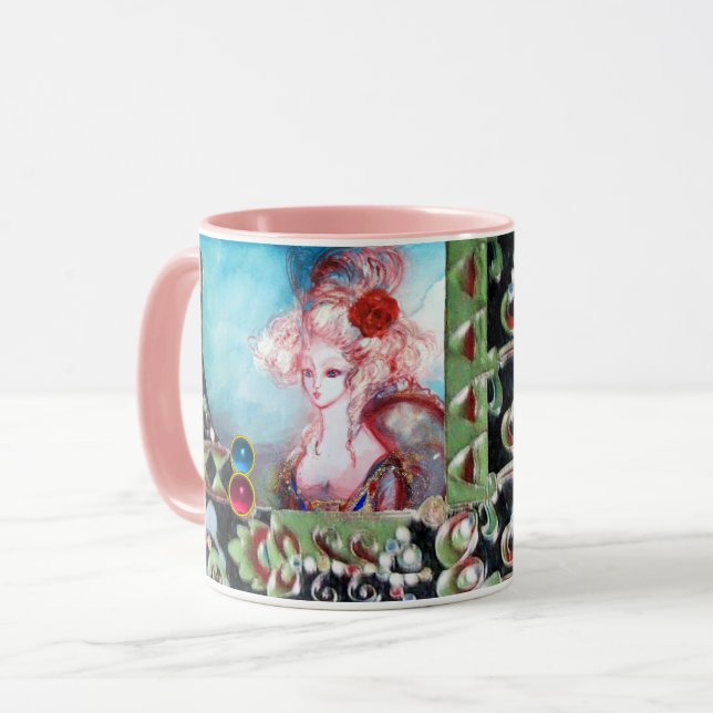 CANECA MADAME POMPADOUR, GEMSTONAGENS AZUIS VERDES NEGROS (Frente Esquerda)