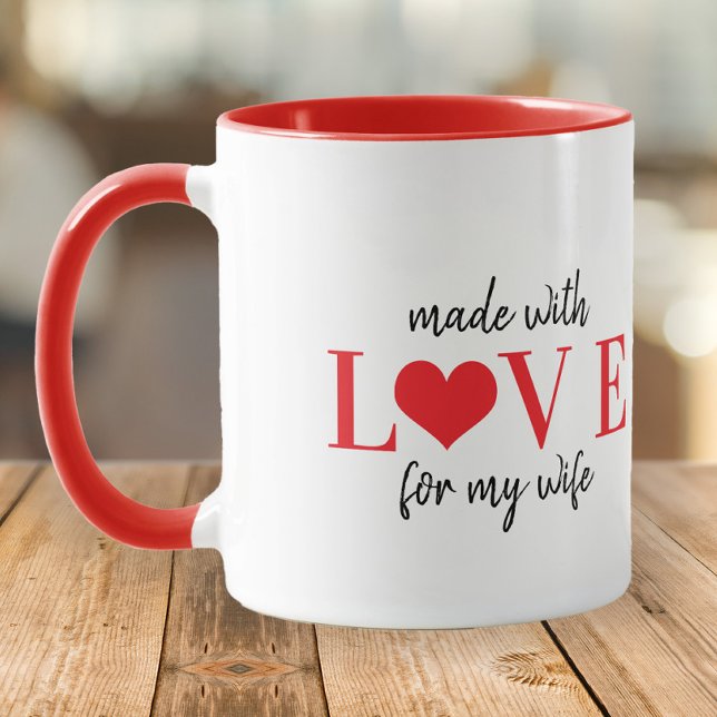Caneca Made with love for my wife typography Valentines (Criador carregado)