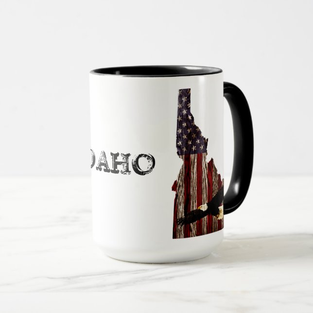 CANECA MADEIRA BURNT BALD EAGLE - IDAHO PATRIOT CLR (Frente Esquerda)