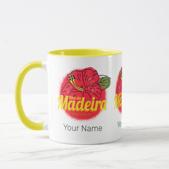 Caneca Madeira Hibiscus Fllower Island Portugal Souvenir (Esquerda)