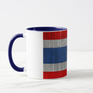 Caneca Madeira Vintage Tailandesa Bandeira Coberta Cerâmi