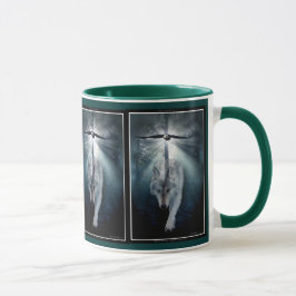 Caneca Madeira Wolf e Águia Balda Arte Selvagem