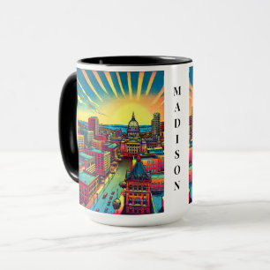 Caneca Madison, Wisconsin Skyline no Sunset