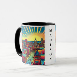 Caneca Madison, Wisconsin Skyline no Sunset