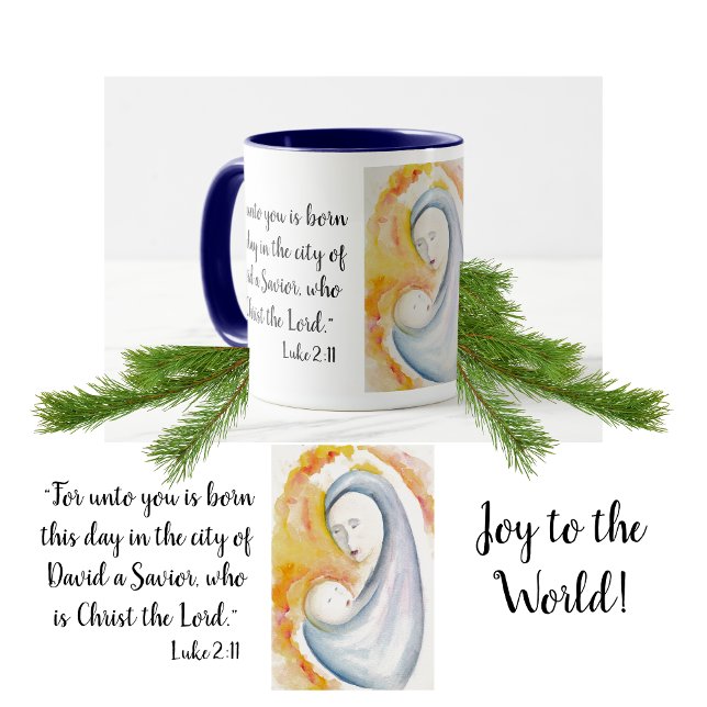 Caneca Madonna e Child Scripting Modern Watercolor (Criador carregado)