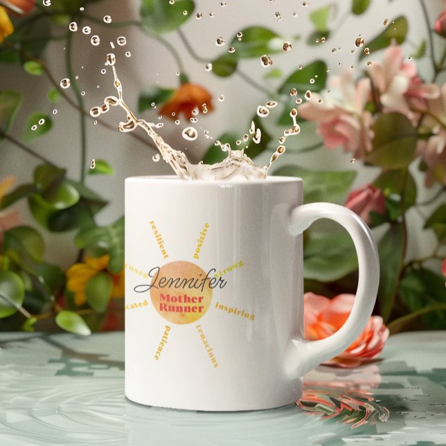 Caneca Madre Runner Yellow Sunshine Watercolor Personaliz (Criador carregado)