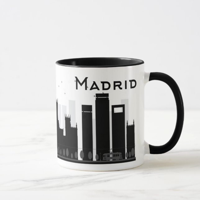 Caneca Madrid, espanha skyline preta & branca de | da (Direita)