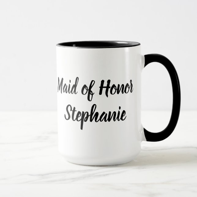 Caneca Madrinha de casamento Black Elegant Script Wedning (Direita)