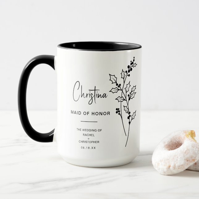Caneca Madrinha de casamento de dezembro | Holly Berry Bi (Com Donut)