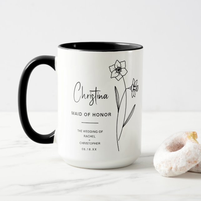 Caneca Madrinha de casamento de dezembro | Jonquil Birth  (Com Donut)