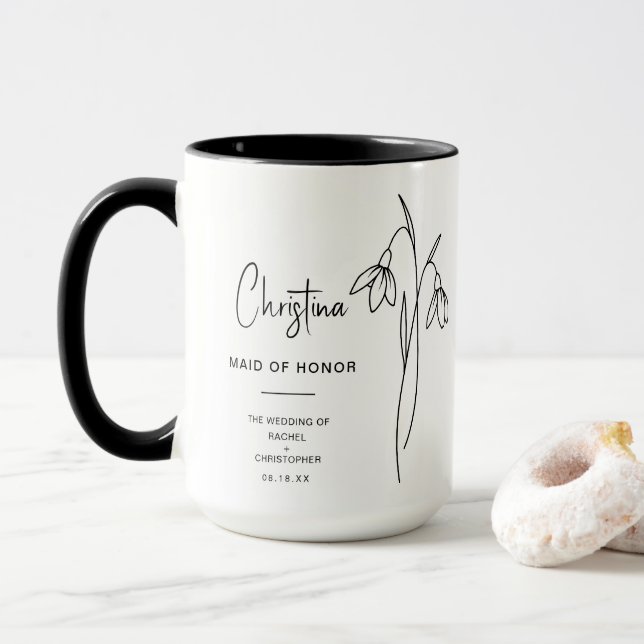 Caneca Madrinha de casamento de janeiro | Flor de Nascime (Com Donut)