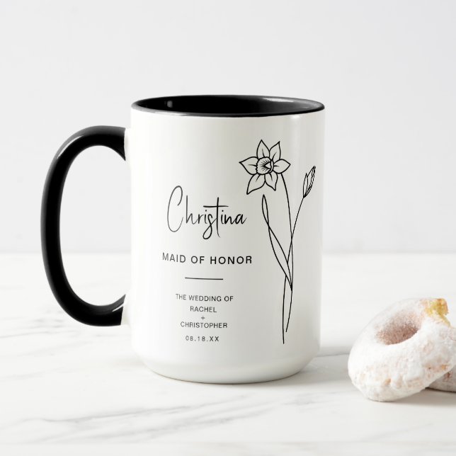 Caneca Madrinha de casamento de março | Flor de Nasciment (Com Donut)