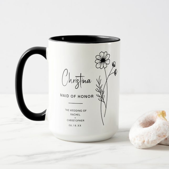 Caneca Madrinha de casamento de outubro | Flor de Nascime (Com Donut)