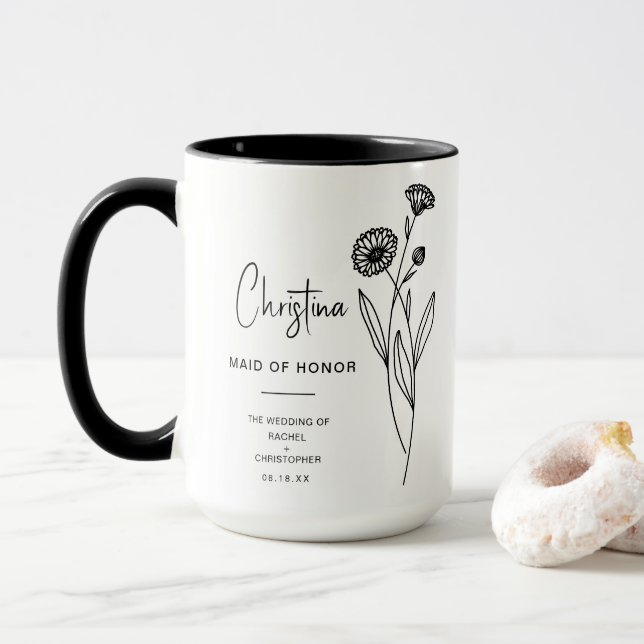 Caneca Madrinha de casamento de outubro | Pote Marigold B (Com Donut)
