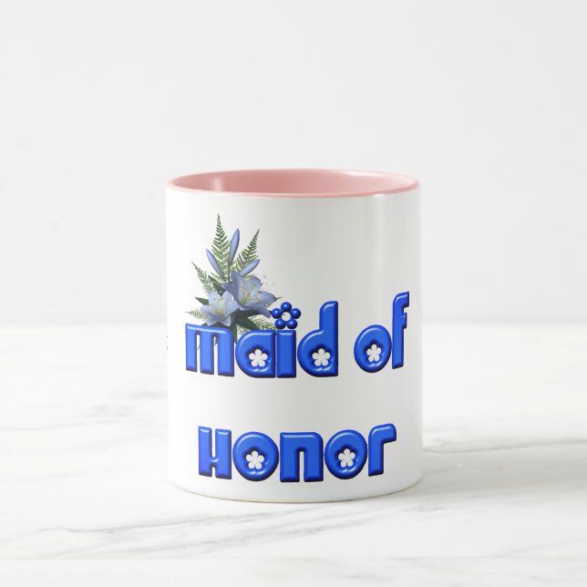 Caneca Madrinha de casamento personalizada azul de casame (Centro)