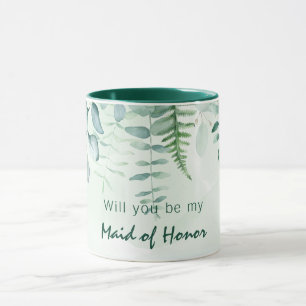 Caneca Madrinha de casamento-ponte eucalipto-verde