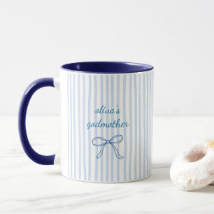Caneca Madrinha Personalizada Faixa Azul Cerâmica