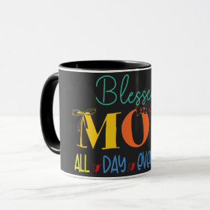 Caneca Mãe Abençoada e Fofa Todos os Dias Colorido