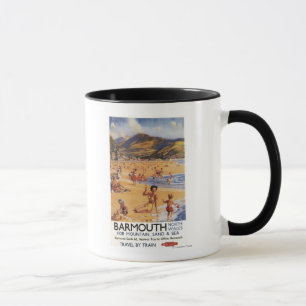 Caneca Mãe da cena da praia e miúdos British Rail
