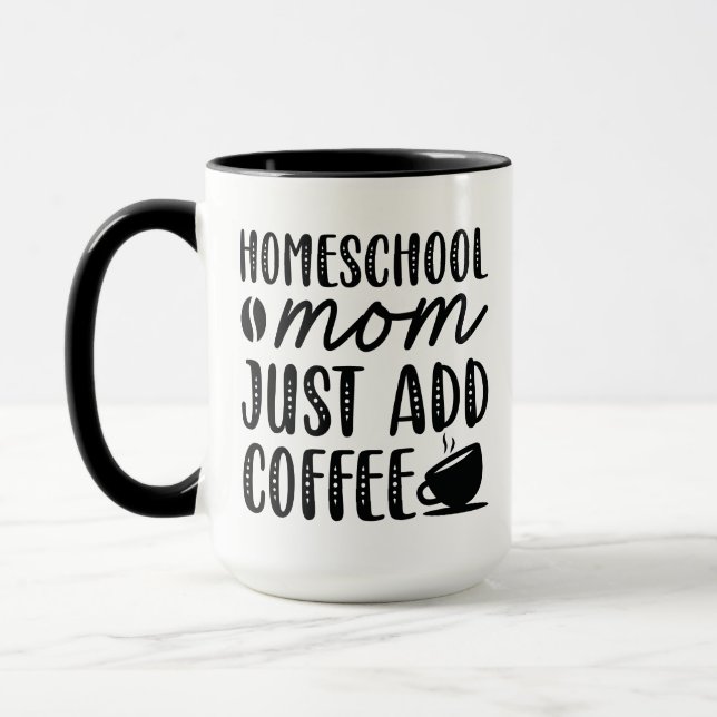 Caneca Mãe da escola doméstica, adicione café (Esquerda)