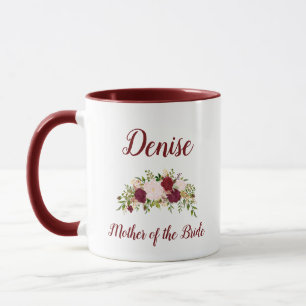 Caneca Mãe da Noiva Marsala Rosa Floral Casamento