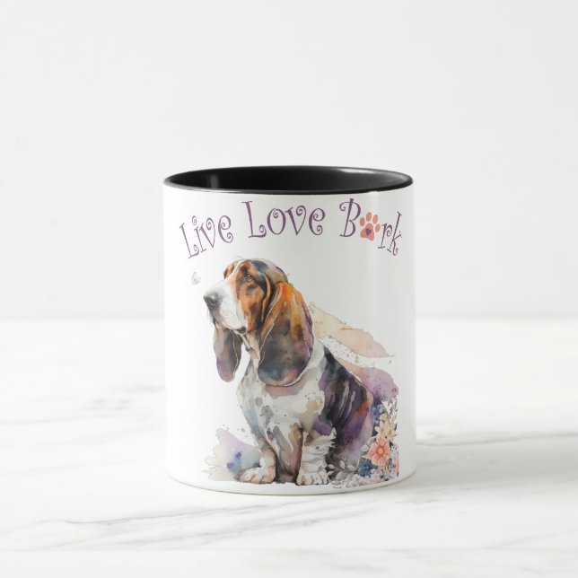 Caneca Mãe de Cachorro Basset Hound Floral (Centro)