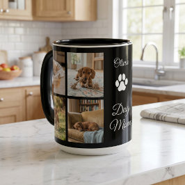 Caneca Mãe de Cachorro Preto Impressão de Pata 8 Fotos Pe