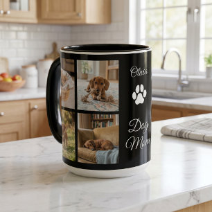 Caneca Mãe de Cachorro Preto Impressão de Pata 8 Fotos Pe