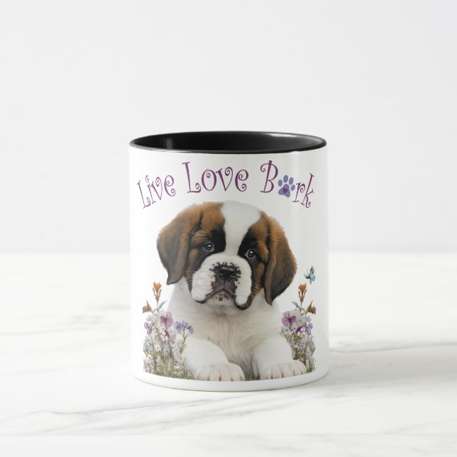 Caneca Mãe de Cachorro São Bernardo Floral (Centro)