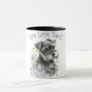 Caneca Mãe de Cachorro Schnauzer Floral