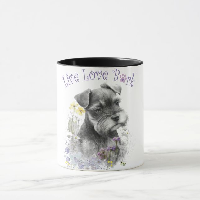 Caneca Mãe de Cachorro Schnauzer Floral (Centro)