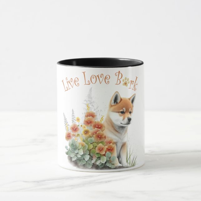 Caneca Mãe de Cachorro Shiba Inu Floral (Centro)