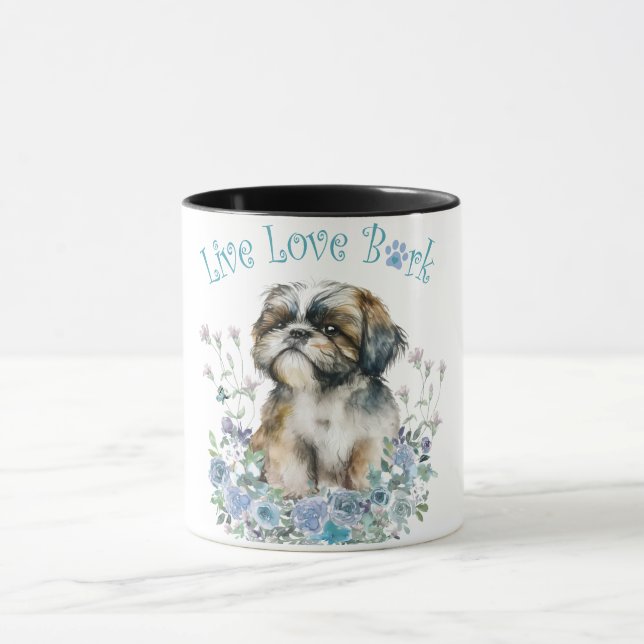 Caneca Mãe de Cachorro Shih Tzu Floral (Centro)