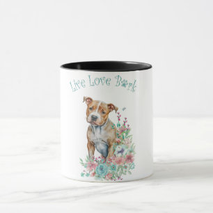 Caneca Mãe de Cachorro Terrier de Staffordshire Floral