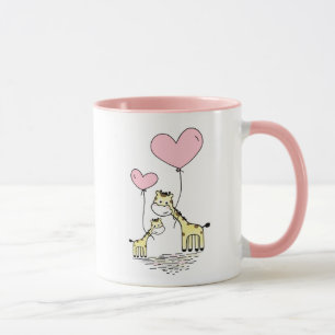 Caneca Mãe de Girafa & Bebê Rosa Chá de Bebê do Dia das M