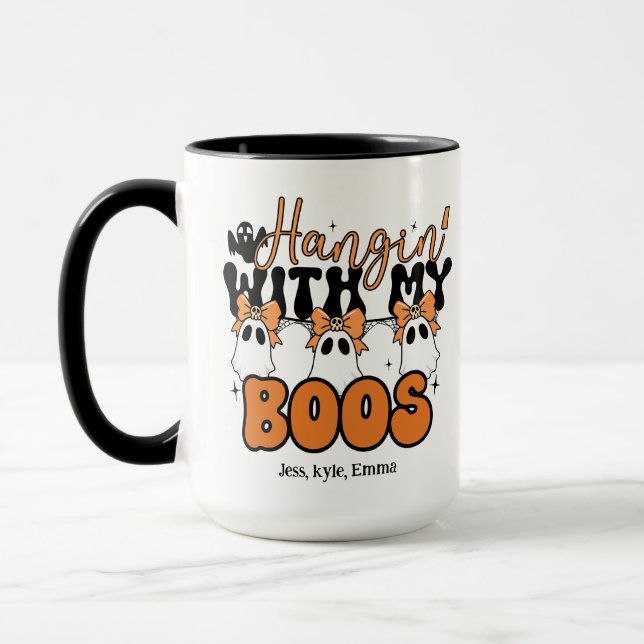 Caneca Mãe de Halloween Personalizada a Andar com os meus (Esquerda)