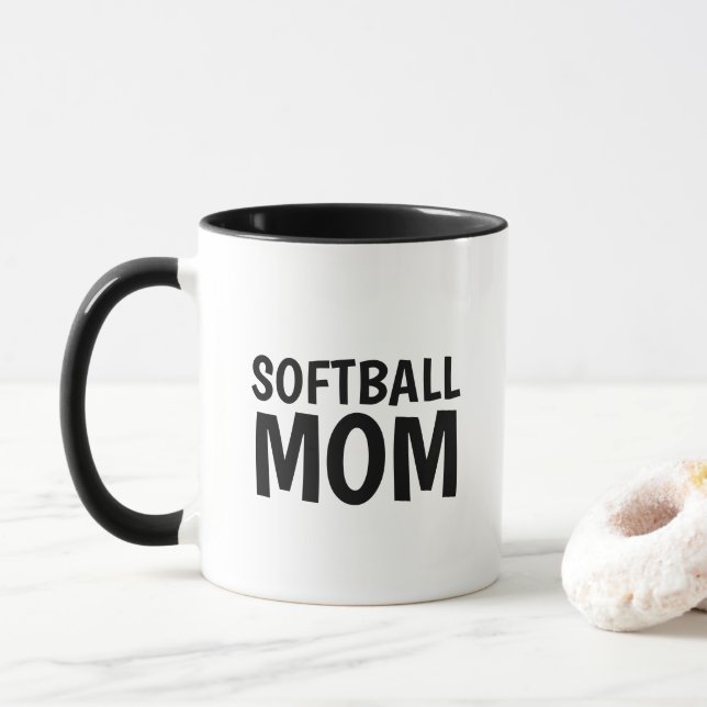 Caneca Mãe de Softball, Mata de Café Branca Negra (Com Donut)