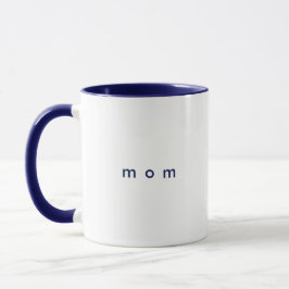 Caneca Mãe de Texto Personalizado Azul de Marinho Minimiz