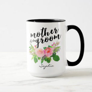 Caneca Mãe do Groom Watercolor Floral Personalizada