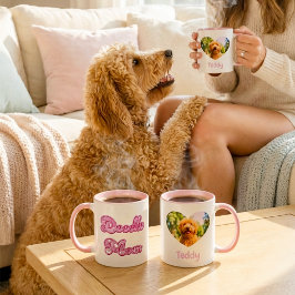 Caneca Mãe Doodle Foto Personalizada Nome Tipografia Cora