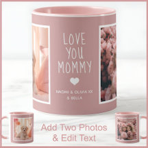 Mãe Duas Fotos Texto Personalizado Rosa Empoeirado