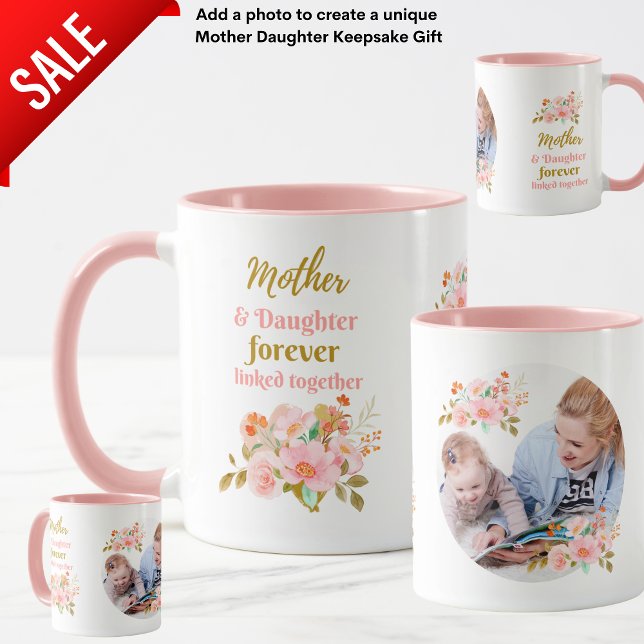 Caneca Mãe e Filha para sempre - FOTO Floral Vinculada (Criador carregado)
