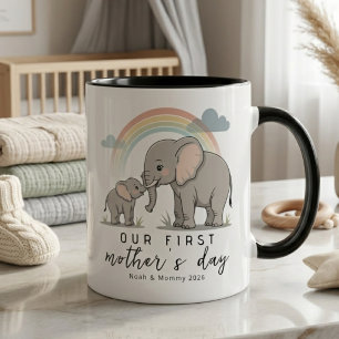 Caneca Mãe Elefante Macio Bebê Primeiro Dia das Mães Calm