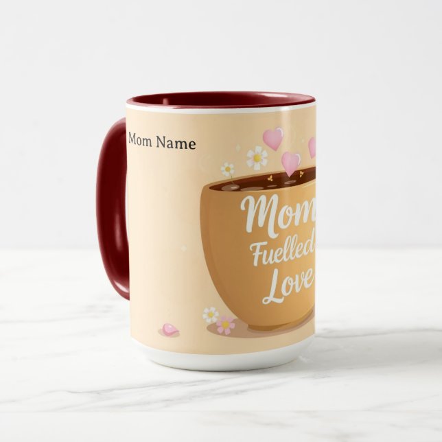 Caneca Mãe Energizada Pelo Amor E Café | Premium (Frente Esquerda)