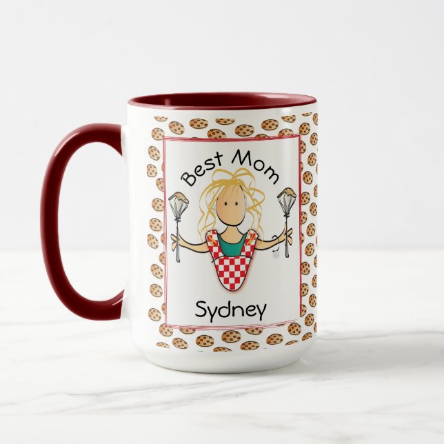 Caneca Mãe Engraçada Mãe Cozinhar de Cartoon Cookie Café (Esquerda)