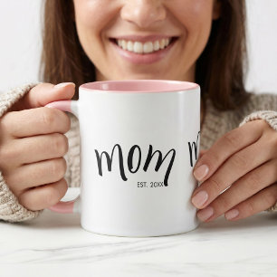 Caneca Mãe Estabeleceu Ano Personalizado Fofo e Elegante