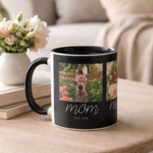 Caneca Mãe Estabeleceu Moderno Script Negrito Preto 3 Fot
