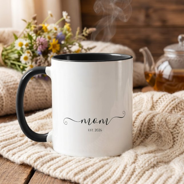 Caneca Mãe Estabelecida Rótulo Personalizado Ano Mãe  (Criador carregado)
